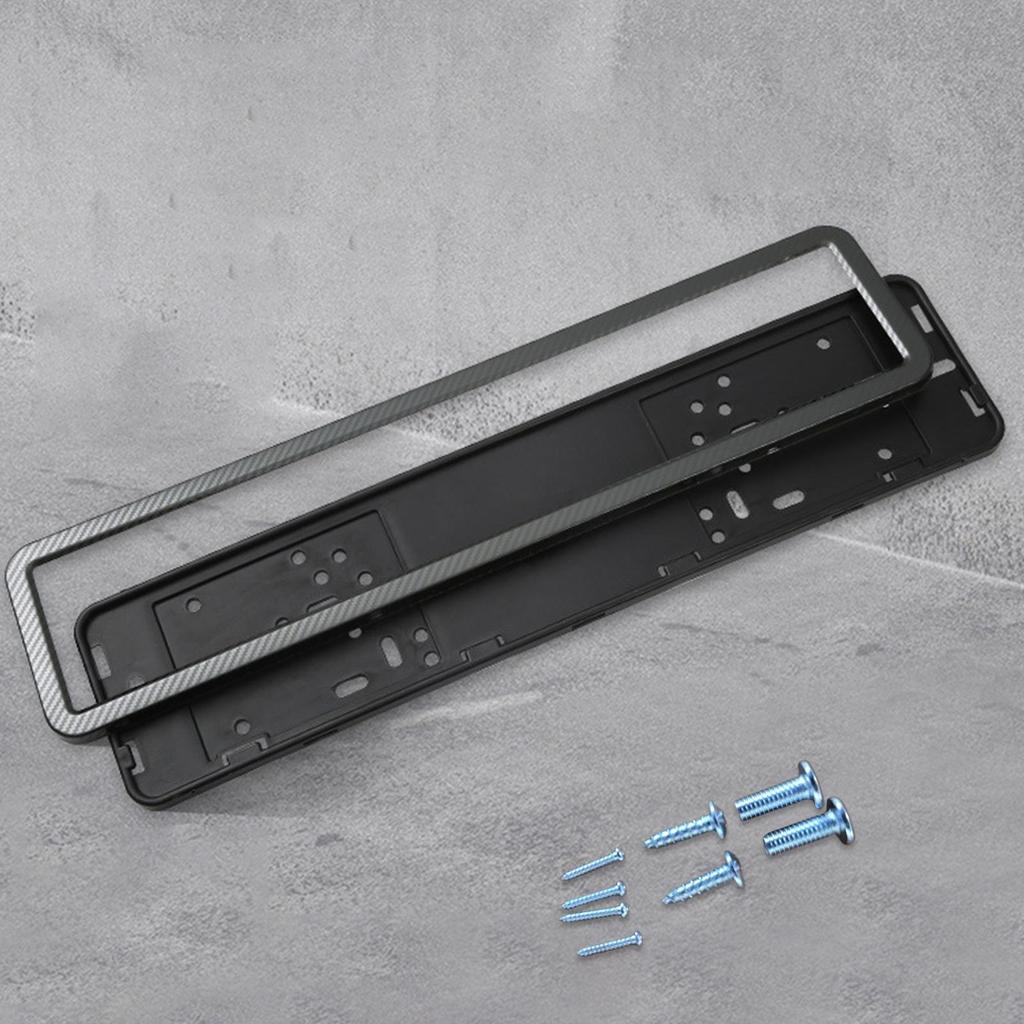 1PCS Sopen Size Black European Standard License Plate Frame Auto Accessories Waterproof Holder With Mounting License Plate