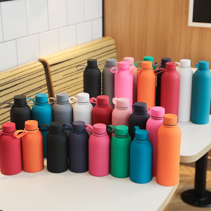 750ml Frosted Stainless Steel Sports Thermos Bottle with Narrow Mouth
