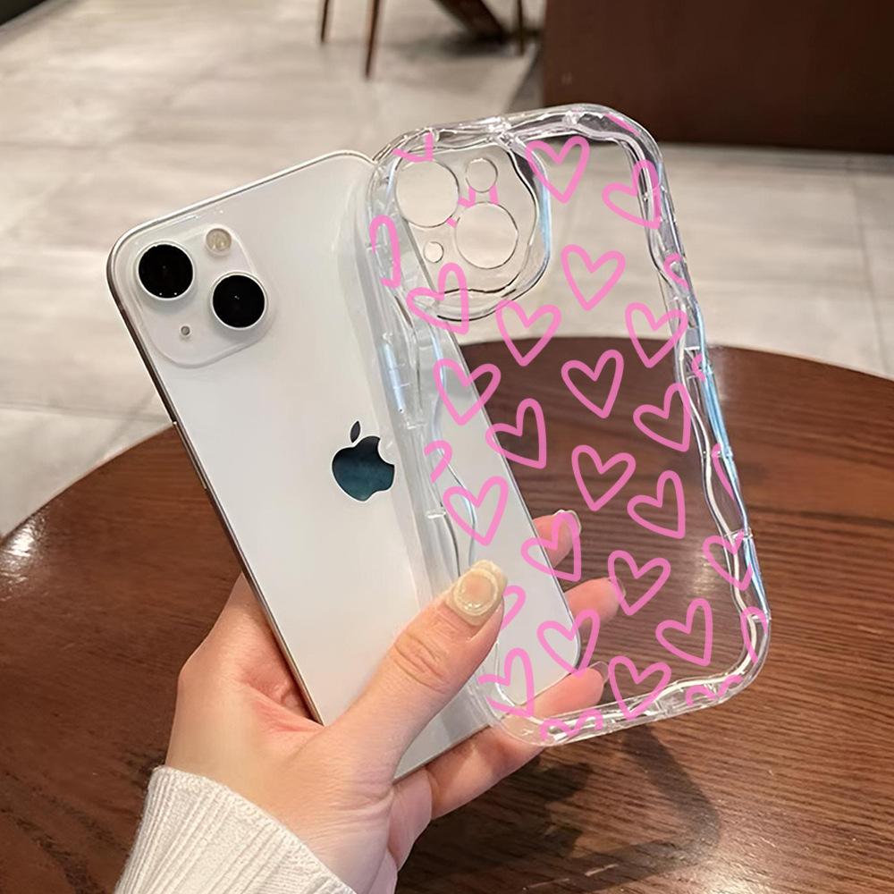 Sweet Girl Powder Love Apple 12promax Anti-drop Mobile Phone Case Iphone14 Soft Case Protective Case 16 Niche Girls