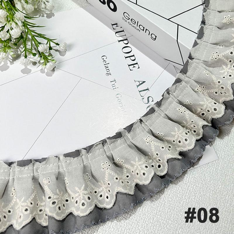 

3 Yard Pleated Lace Ribbon Handmade Cotton Openwork Embroidery Lace Trim Diy Skirt Hem Edge Clothing Curtains Sewing Accessories 3yard
