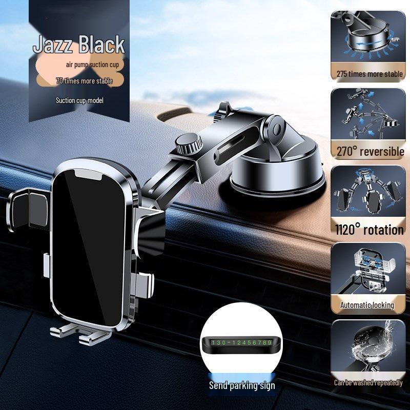 2024 Black Tech Car Phone Holder: Suction Cup & Air Vent Mount for Navigation