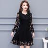 Long Sleeve Women's Printed Fashion Diamonds Spliced Scarf Collar Lace Up Dresses Casual Fake Two Pieces