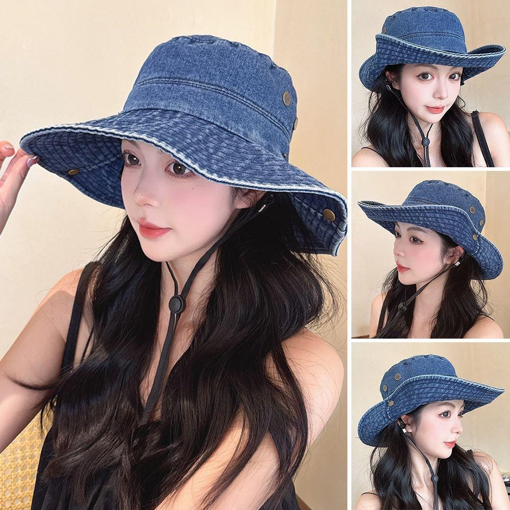 Anti-UV Mountaineering Caps Western Cowboy Panama Hat Portable Summer Bucket Hat  Camping Hiking