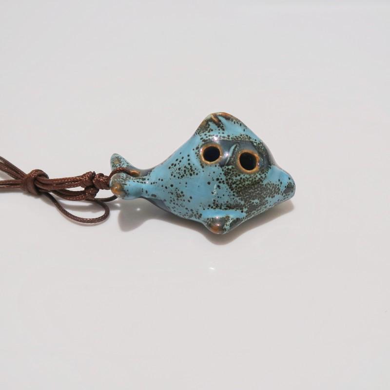 

6-Hole Ceramic Fish Ocarina in Alto C Key - Crackle Finish, Beginner-Friendly Ethnic Wind Instrument