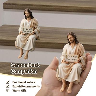 Desktop Decor Auto Ornamenten Jezus Hars Beeldje Zittende Houding Ik Ben Altijd Bij Jou Teken Jezus Christus Beeld Paas Huis Decoratie