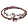 HERMES Leather Jumbo Bracelet Brown / SilverUsed