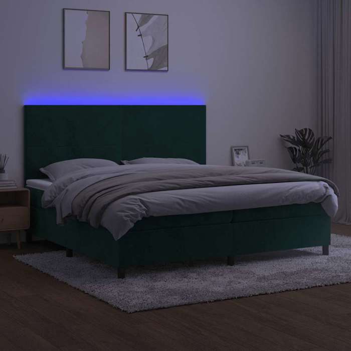 Maison Exclusive - Sommier à lattes de lit avec matelas LED Vert foncé 200x200 cm