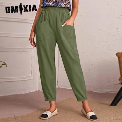 Women's Fashion Casual Solid Color Print High Waist Pants & Capris
