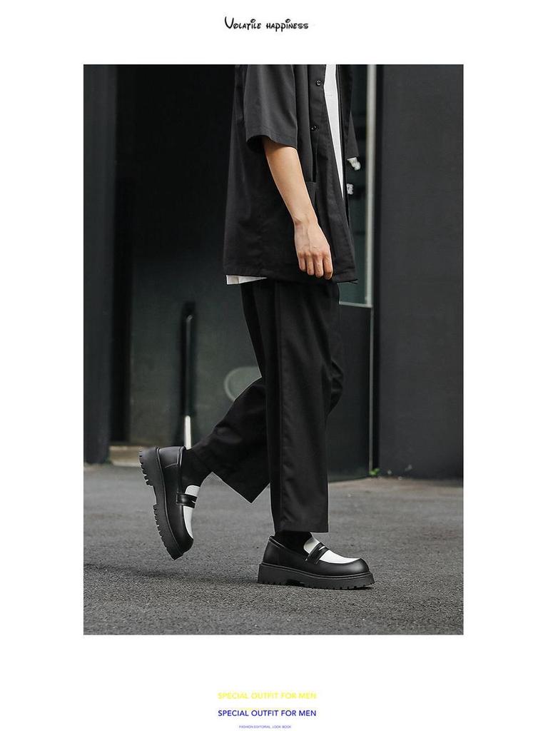 Men's Retro Leather Derby Shoes - Autumn Casual, British Style, Height Increasing, Wear-Resistant, Thick Sole Fashion.