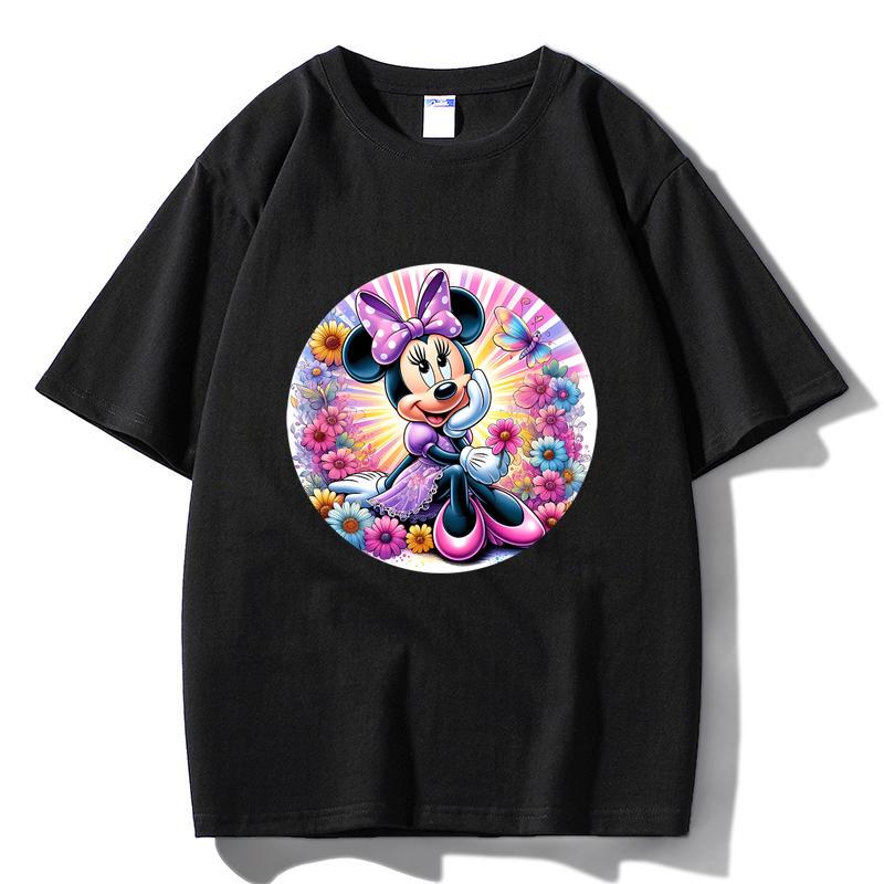 

M29 MINISO 2026 Summer Men Women Print Oversized T-shirt Casual Cotton Tee XS чёрный