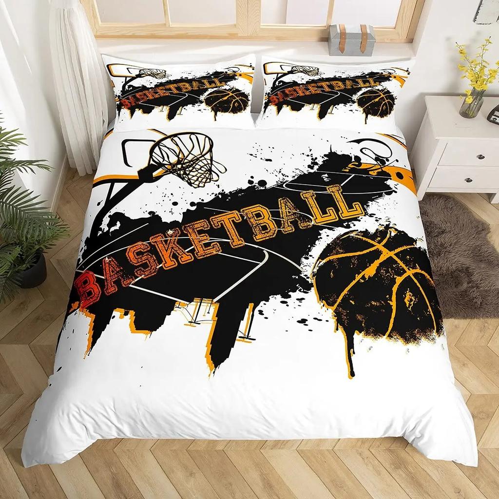 Basketball Cartoon Duvet Cover Bedding Set 100% Polyester 3D Digital Printing Kids Boys Bedding King Size Printing Kids Gift