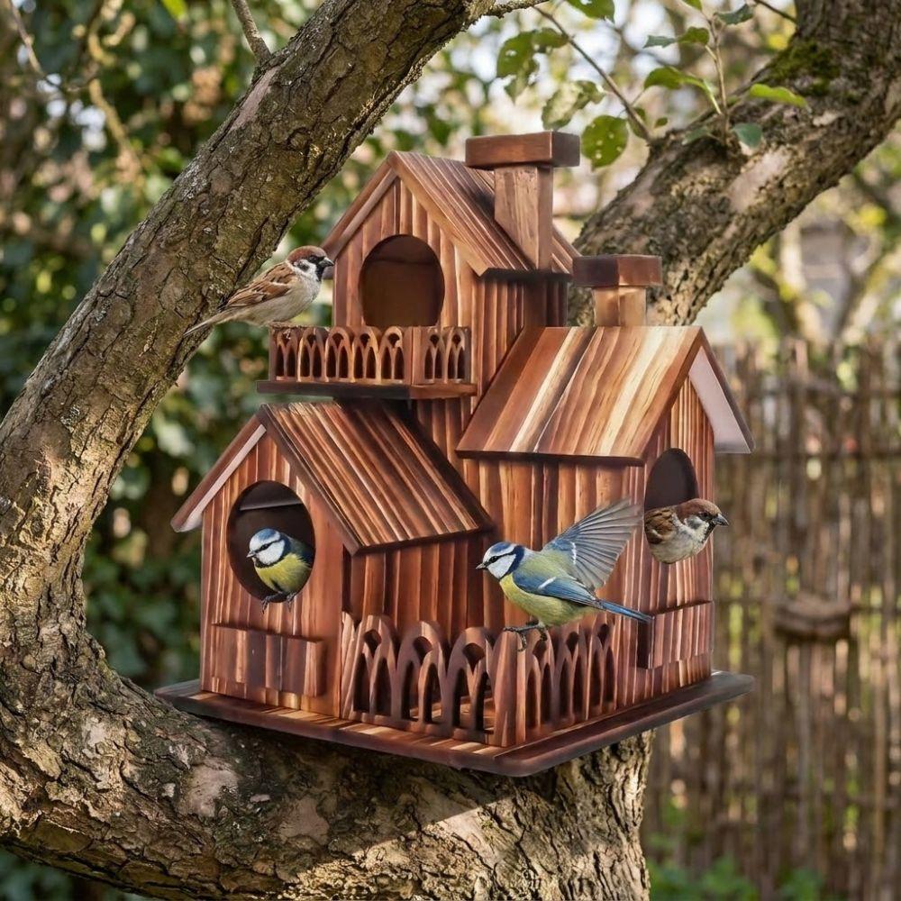 Handgefertigtes Vogelhaus aus Holz Wasserdichte Vogelnisthöhle Kreatives Lebensraum für Wildvögel Garten