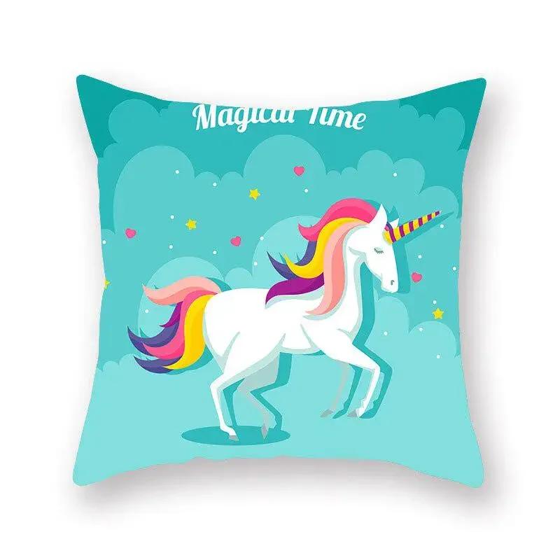 Einhorn-Print Kissenbezug Partydekoration Geburtstag Pfirsichhaut Kissenbezug