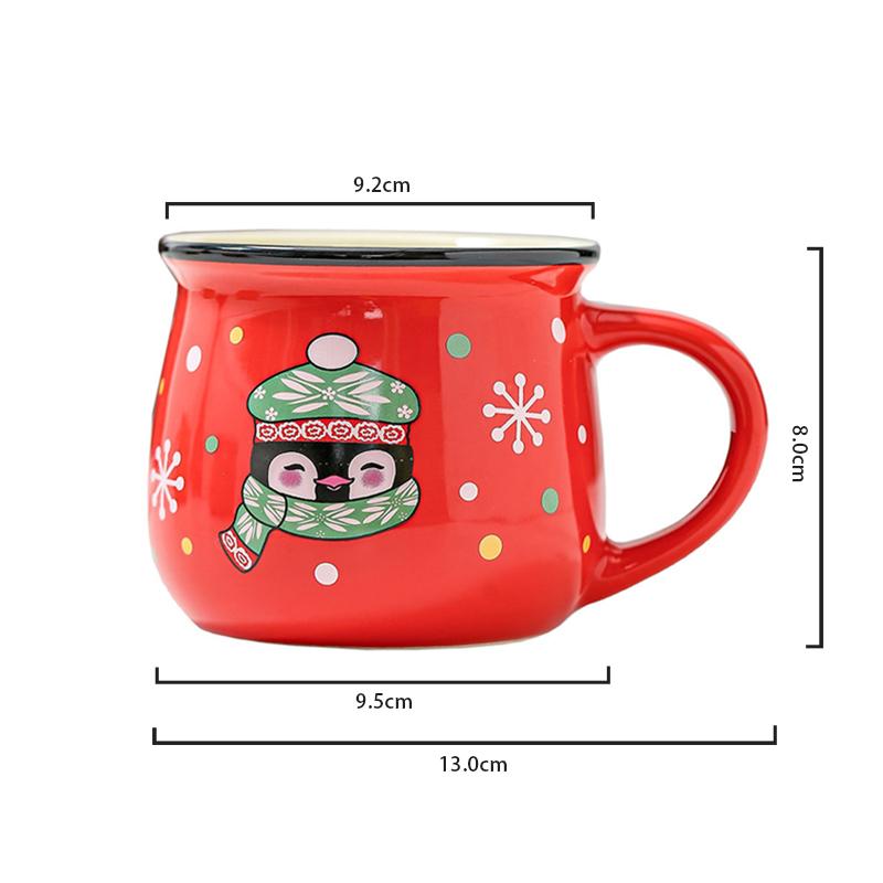 350ML Ceramic Mug Cartoon Pattern Cute Elk Water Cups Christmas Kids Gift Breakfast Milk Cup Oatmeal Cup Christmas Gift Idea