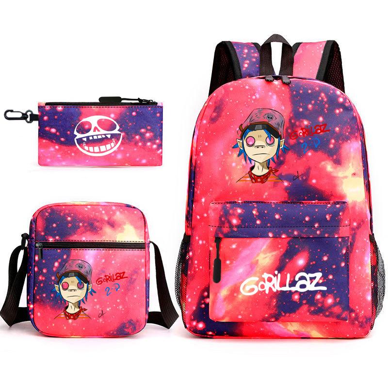 British virtual band trend heat transfer, primary and secondary school students schoolbag Gorillaz children's starry sky three-piece set, teenagers