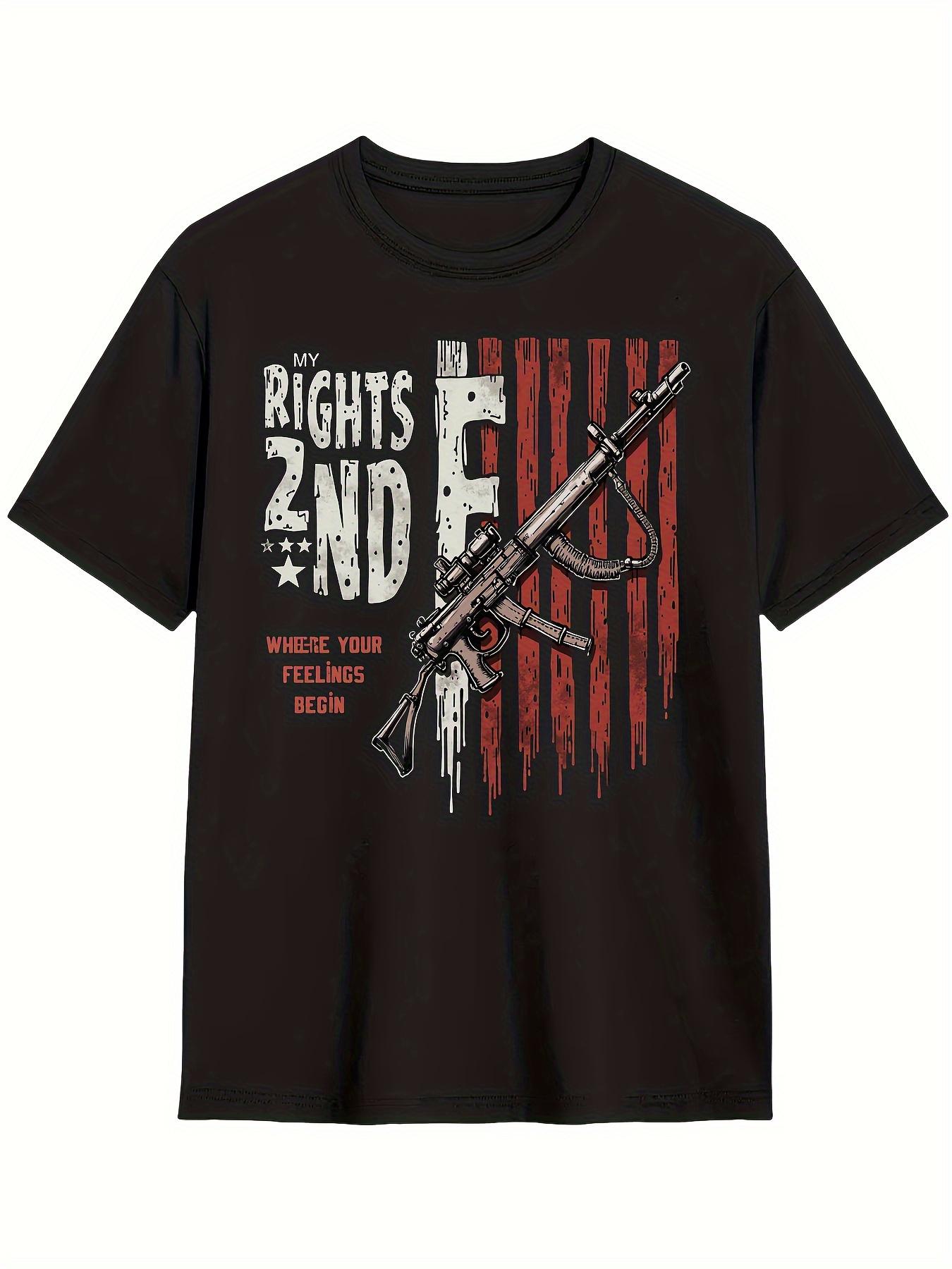 Patriotic 2nd Amendment GraphicDistressed FlagRifle design100 cotton summer Oneck short sleeve printed mens Tshirt S