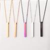 Minimalist Luxe Pierced Square Bar Pendant Glossy Textured Long Necklace