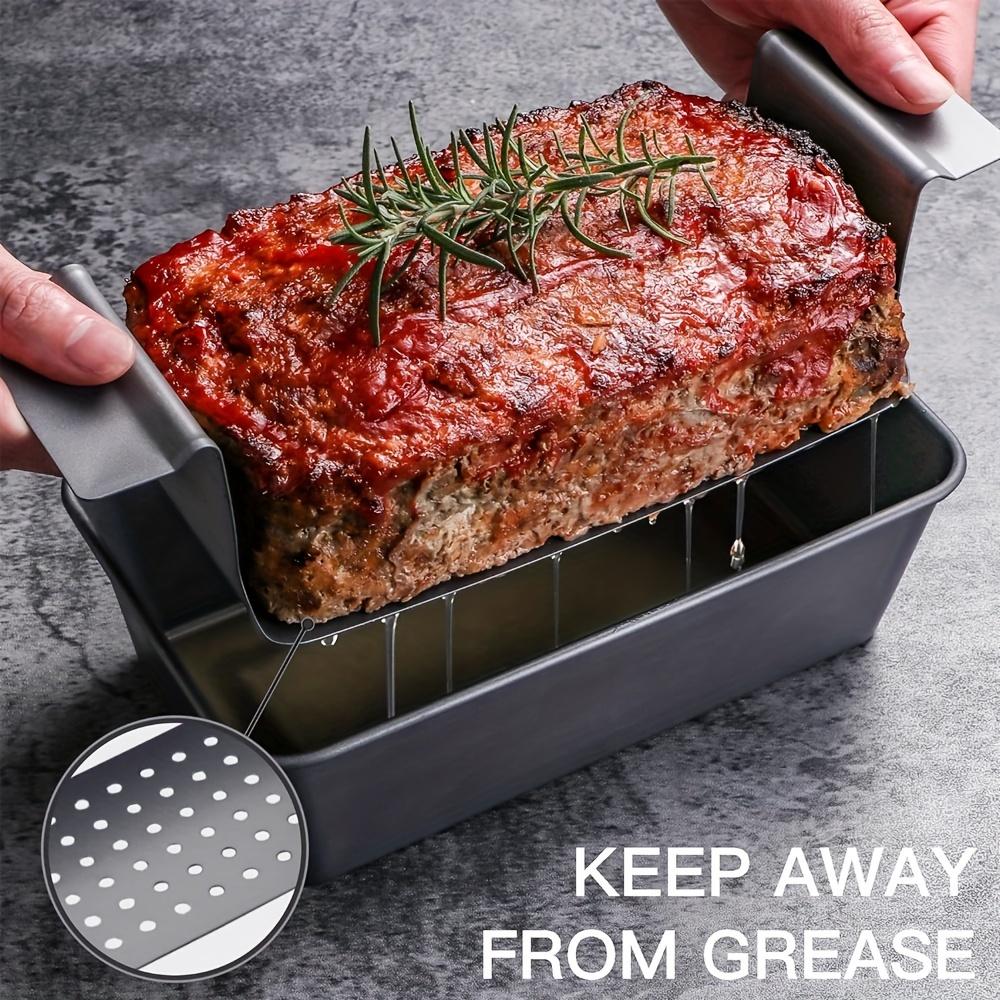 1 Set Meatloaf Pan with Drain Tray Non-stick Meat Bread for Baking, Reduce Fat, Enhance Taste, Bread Pan Set