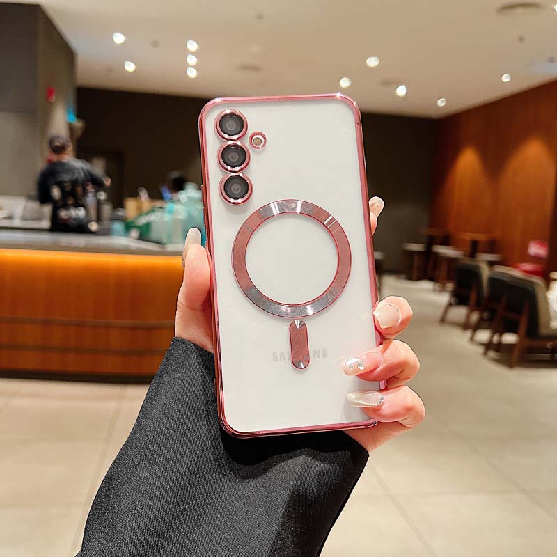 Luxury Plating Glitter Silicone Case For Samsung Galaxy S25 S24 Ultra S23 FE S22 S21 Plus Edge Magnetic Magsafe Clear Soft Cover