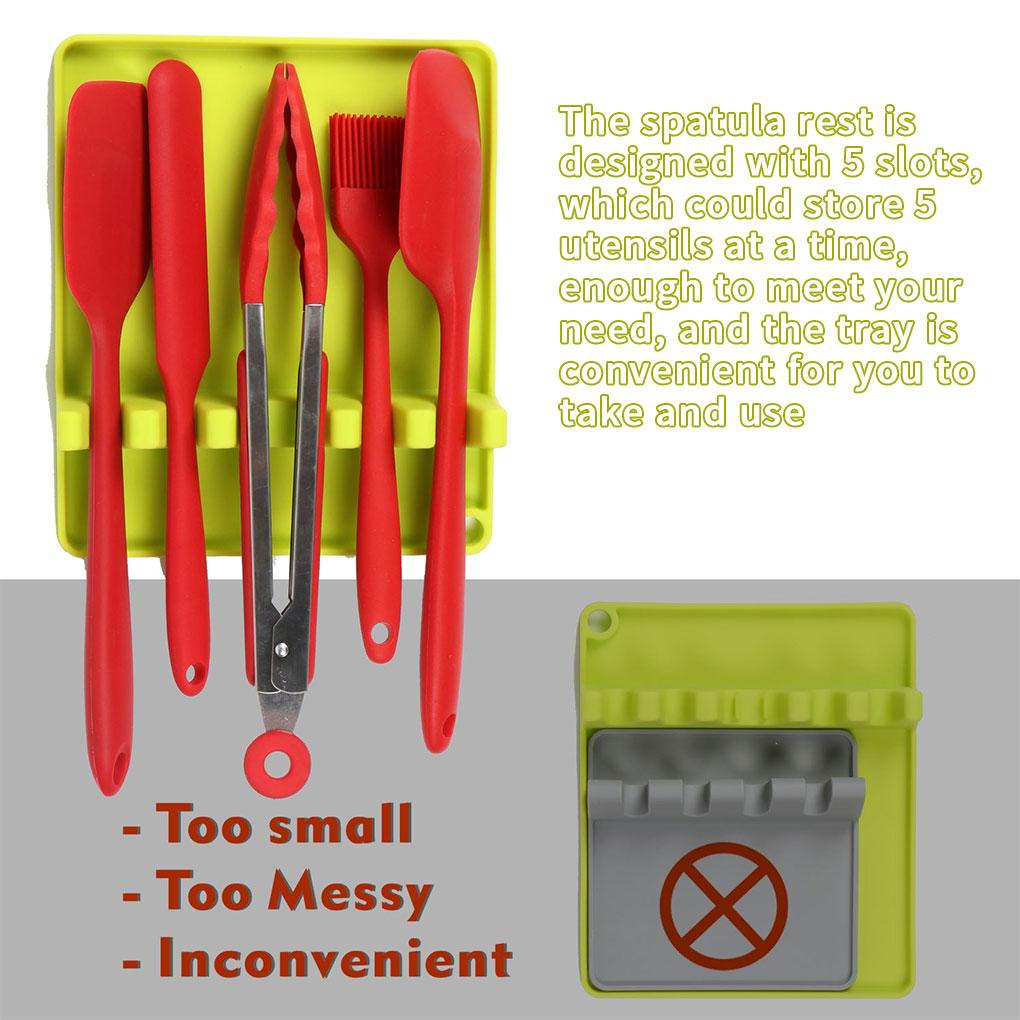 Kitchen Cooking Utensil Holder Silicone Utensil Rest Spoon Rest Utensil