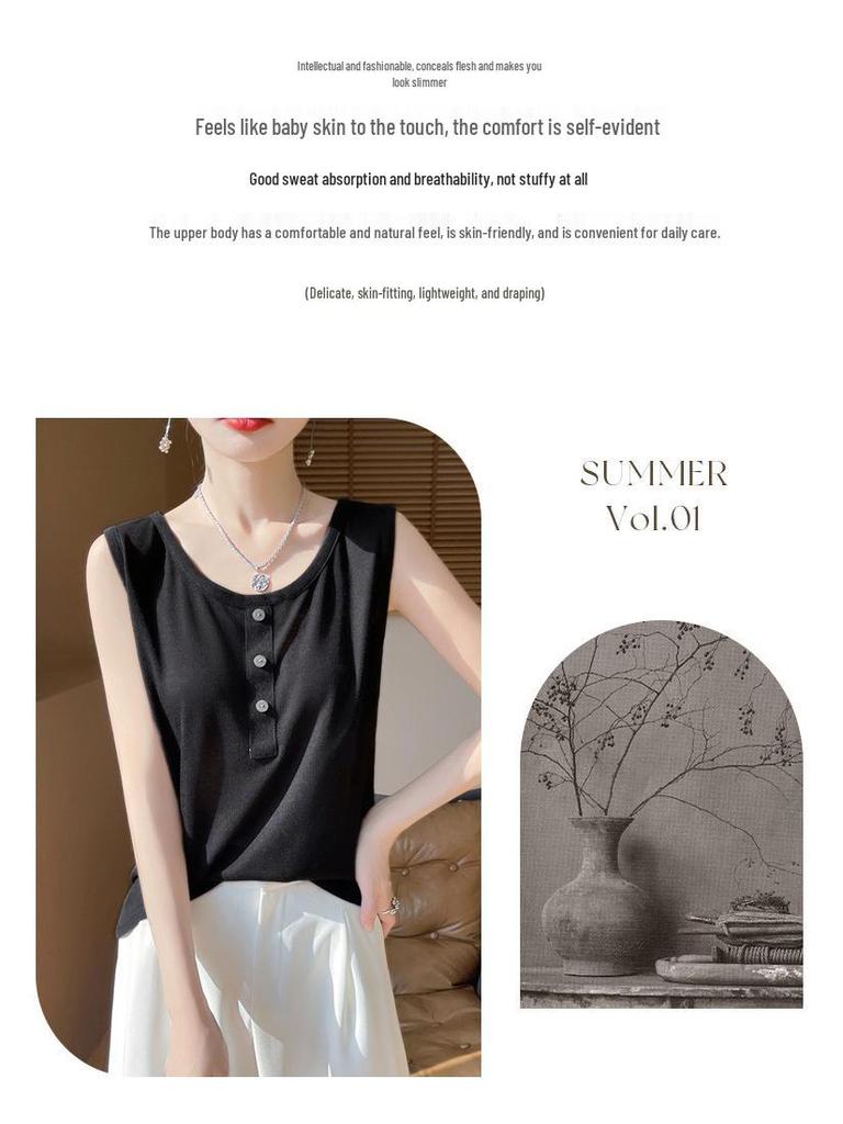 Women's Summer U-Neck Knit Sleeveless Slimming Top