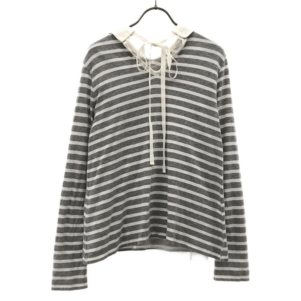 sacai luck made in Japan Border Pattern Long sleeve Back ribbon Cut Women Used