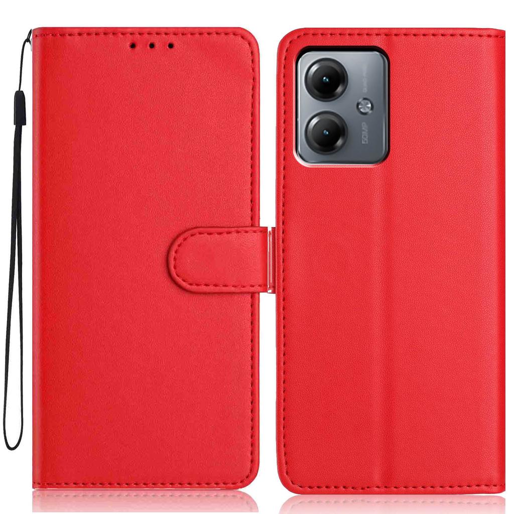 Für Motorola Moto G14 4G/G54 5G Brieftasche Hülle mit Riemen/Mehrere Kartenfächer Unifarben Leder Ständer Handyhülle