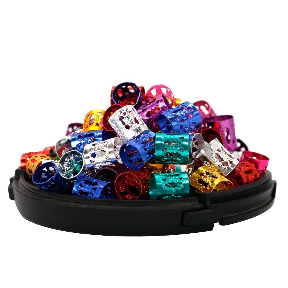 100pcs Hairpin Dirty Braids Beads Gold Dreadlock Hair Rings Cuff Clip Hair Braids DIY