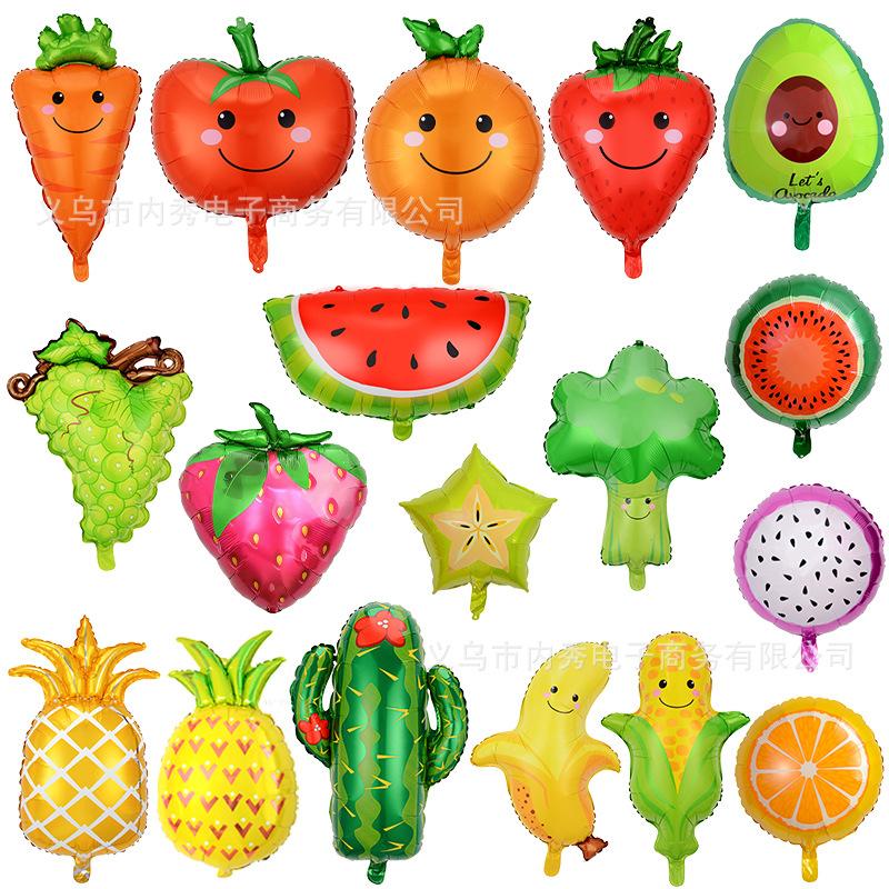 Mexican Summer Party Decorated Fruit Balloon Tropical Cactus Pineapple Watermelon Taco Strawberry Aluminum Balloon