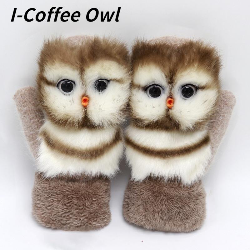 Mote Vinter Varme Hansker Kvinner Dyremønster Hanske Varme Plysj Strikket Hanske Mote Søte Hansker for Kvinner