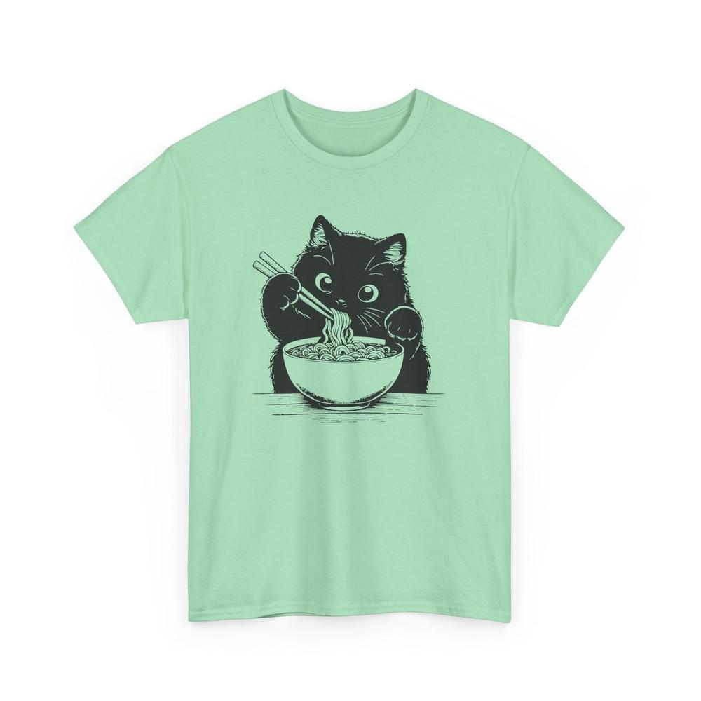 

Cute Black Cat Eating Ramen T-Shirt, Cat Lover Tee 3XL