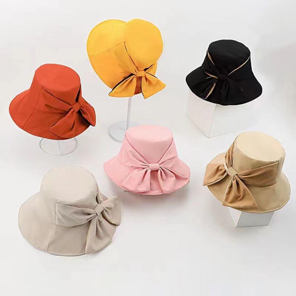 Fashion Beach Sun Cap Outdoor Women Bucket Hat New Bow Tie Fisherman Hat