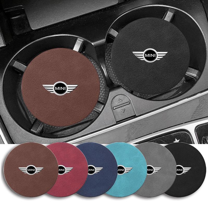 Fashion Car Water Cup Mat Suede Non-Slip Coaster Accessories For BMW Mini Cooper F54 F55 F56 R56 R60 SONE Roadster Clubman Coupe