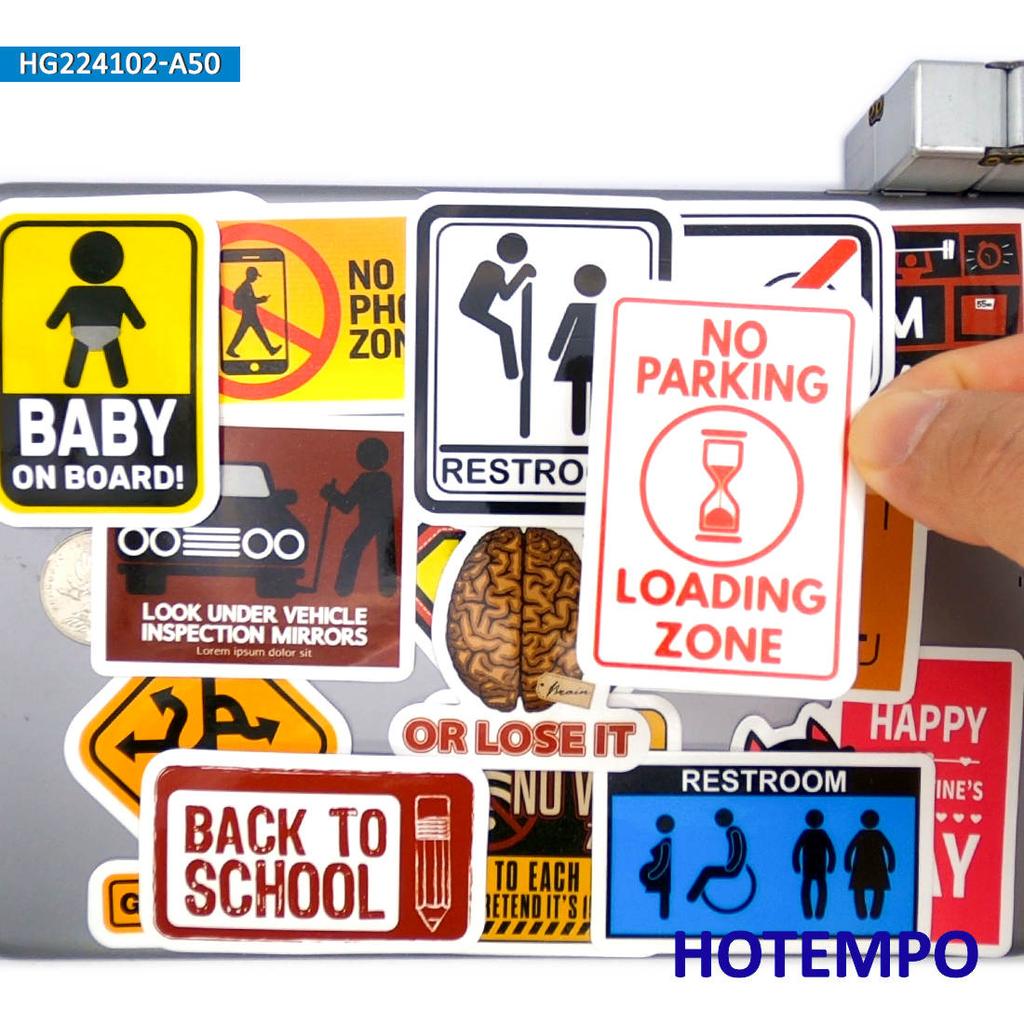 20/30/50Pieces, Warning Sign Stickers Set, Spoof Danger Caution Slogan, for Helmet Phone Laptop Motorcycle Car, Fun Sticker Pack