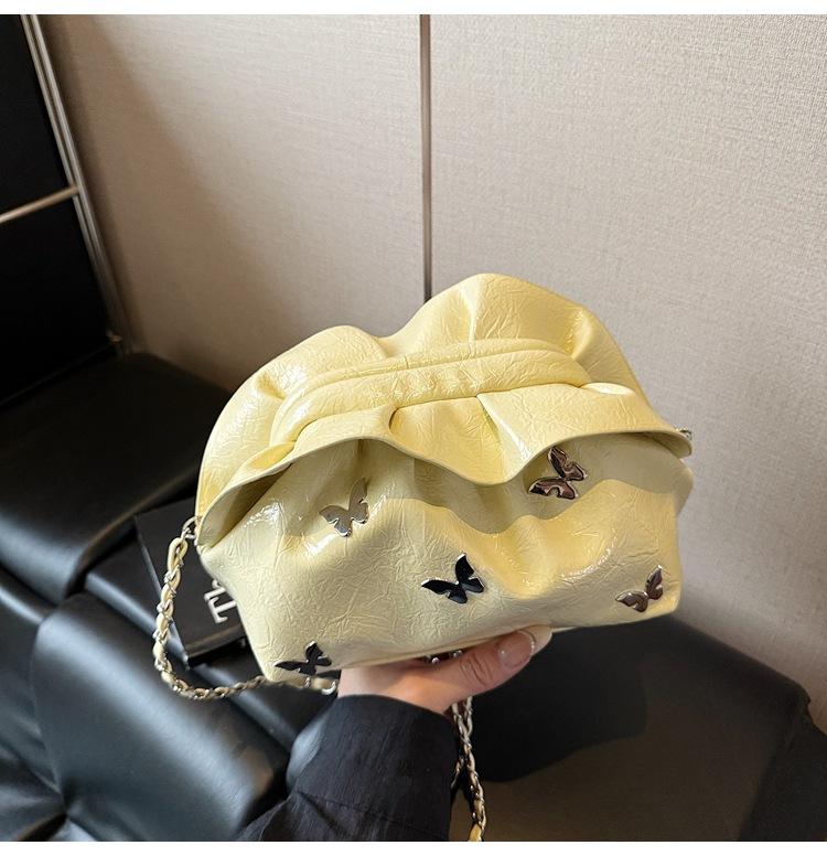Premium bucket bag summer niche versatile pleated bag women's trendy versatile chain messenger bag