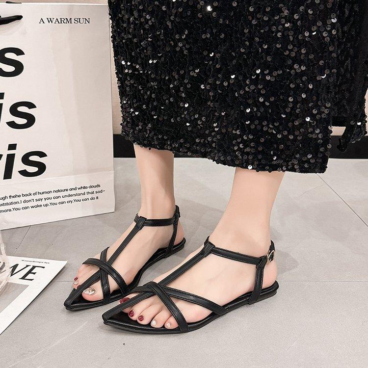 

Мода 2025 Женские гладиаторские сандалии Римский литературный стиль Полые женские пляжные туфли Ретро сандалии Полые с обмоткой Пряжка Туфли для платья 40 чёрный