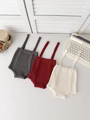 Unisex Infant & Toddler Cotton Bloomers: Durable, Stylish, Versatile, Solid Color Rib Knit Overalls