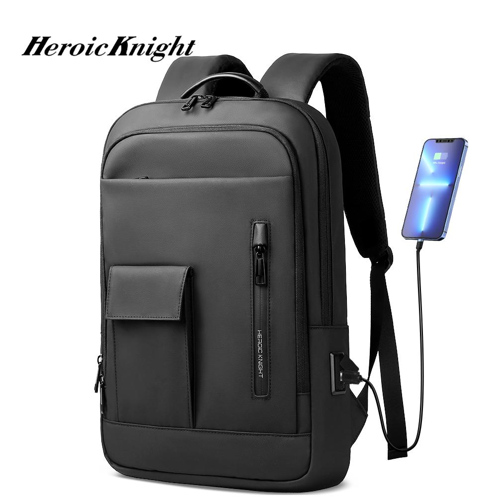 Heroic Knight Slim 15.6" Laptop Backpack with USB Charging Port Lightweight Water-Resistant Work Bag Anti-Theft Business Rucksack
