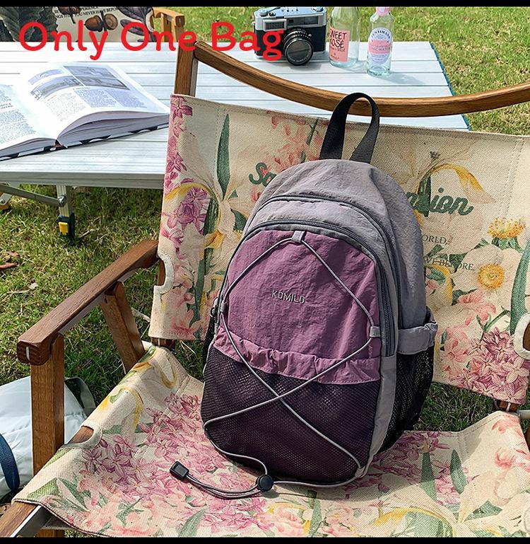 Casual Travel Nylon Drawstring Backpack With Color Block Splicing For Womens Hiking And Day Trips