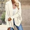 Dámský kardiganový kabát bez límce s netopýřími rukávy a dlouhým rukávem, otevřený vpředu, pletený kabát, elastické manžety, jednobarevný, volný střih, pletený kardigan