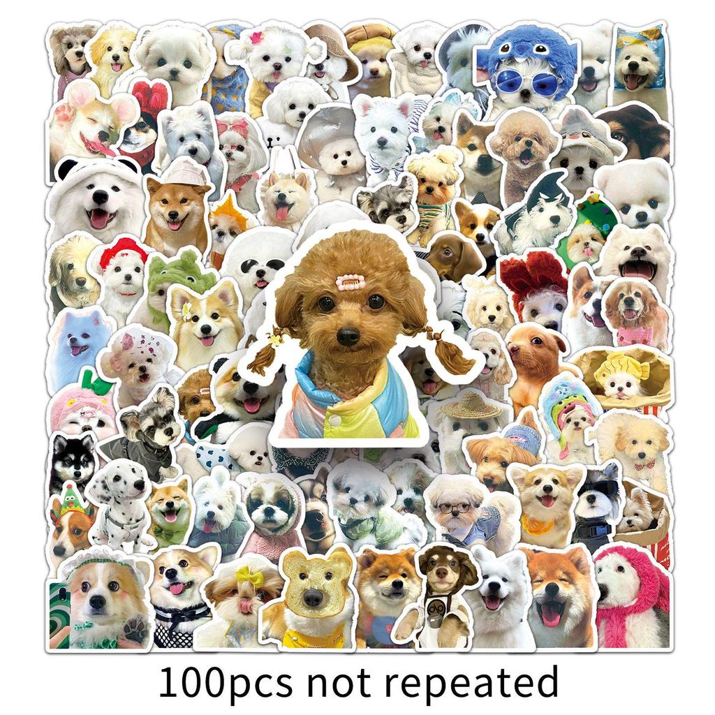 100 Waterproof Cute Puppy Emoticon Stickers: Funny, Adorable Pet Decorations for Phones.