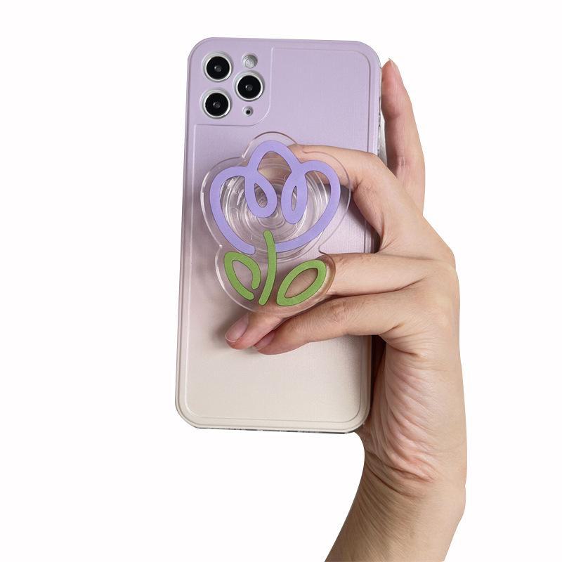 Transparent Tulip-Design Acrylic Phone Stand | Retractable & Foldable