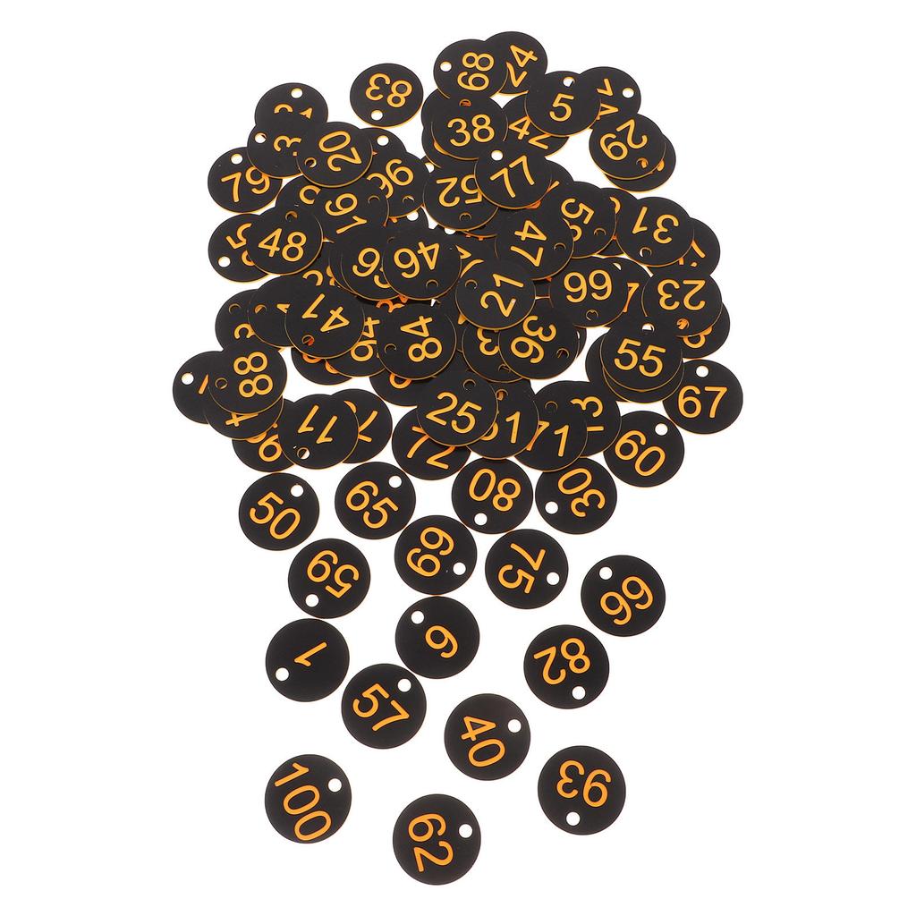 100 Pièces Disques Numérotés en Plastique Porte-Clés Rond Plaques Numérotées pour Dortoir Sac à Bagages Clés d'Armoire Usage Quotidien Polyvalent Facile à Attacher