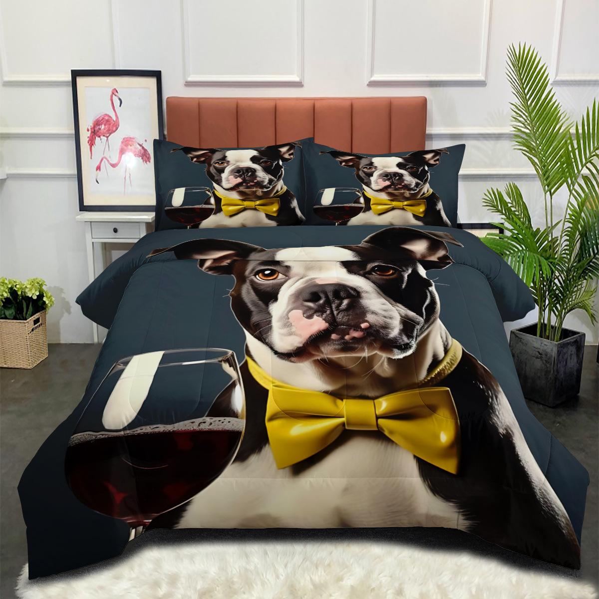 Dog Animal Plush Stuffed Blanket - Fluffy Comforter with Down Alternative Quilted Design 140*200cm