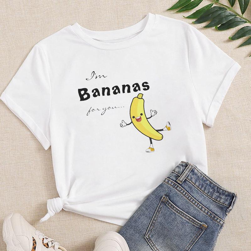 New Banana Print InSstyle European and American Straight Shortsleeved Casual and Versatile Roundneck Shortsleeved Tshirt