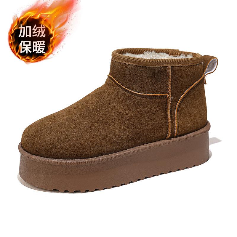 Winter Velvet Snow Boots Women's Shoes Korean Version Versatile One-pedal Thickened Warm Short Boots Thick-soled Casual Cotton Shoes Two Cotton