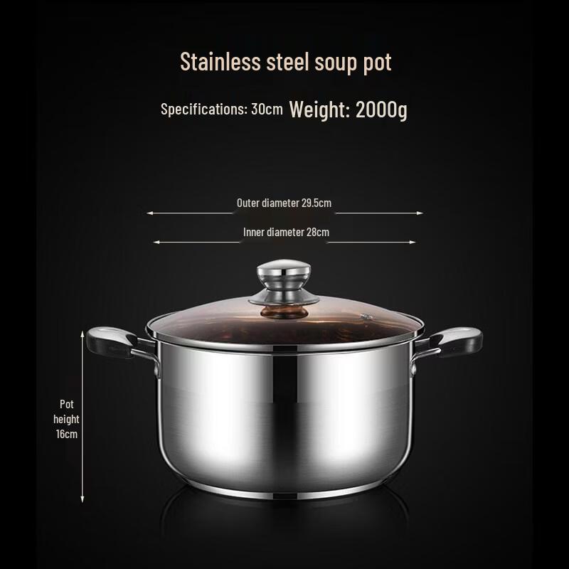HANDUNYOU Anti-scald Stainless Steel Soup Pot 30cm