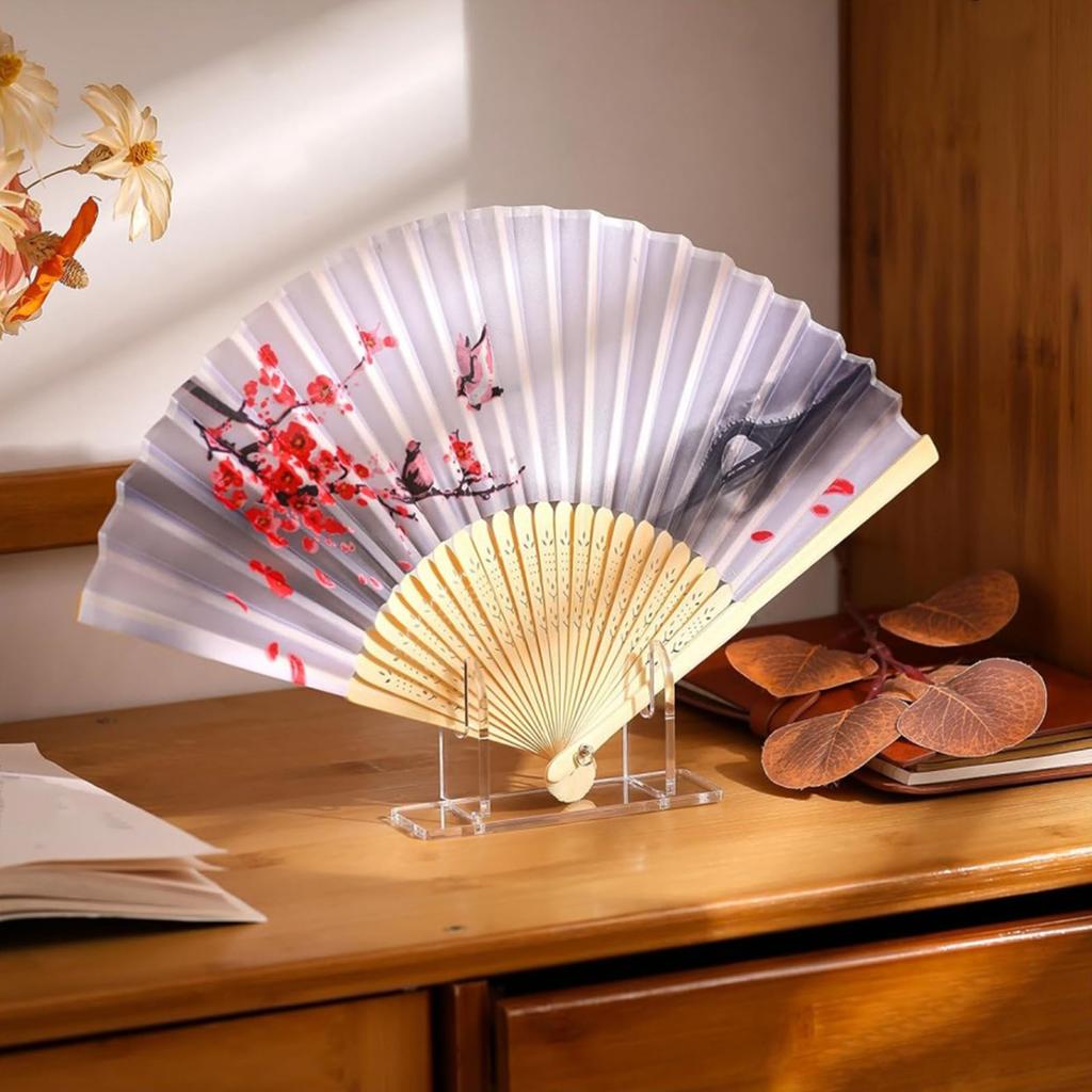 Acrylic Fan Holder Stand Lightweight Stylish Look Hand Fan Stand Foldable Handheld Fan Display Stand Organizer