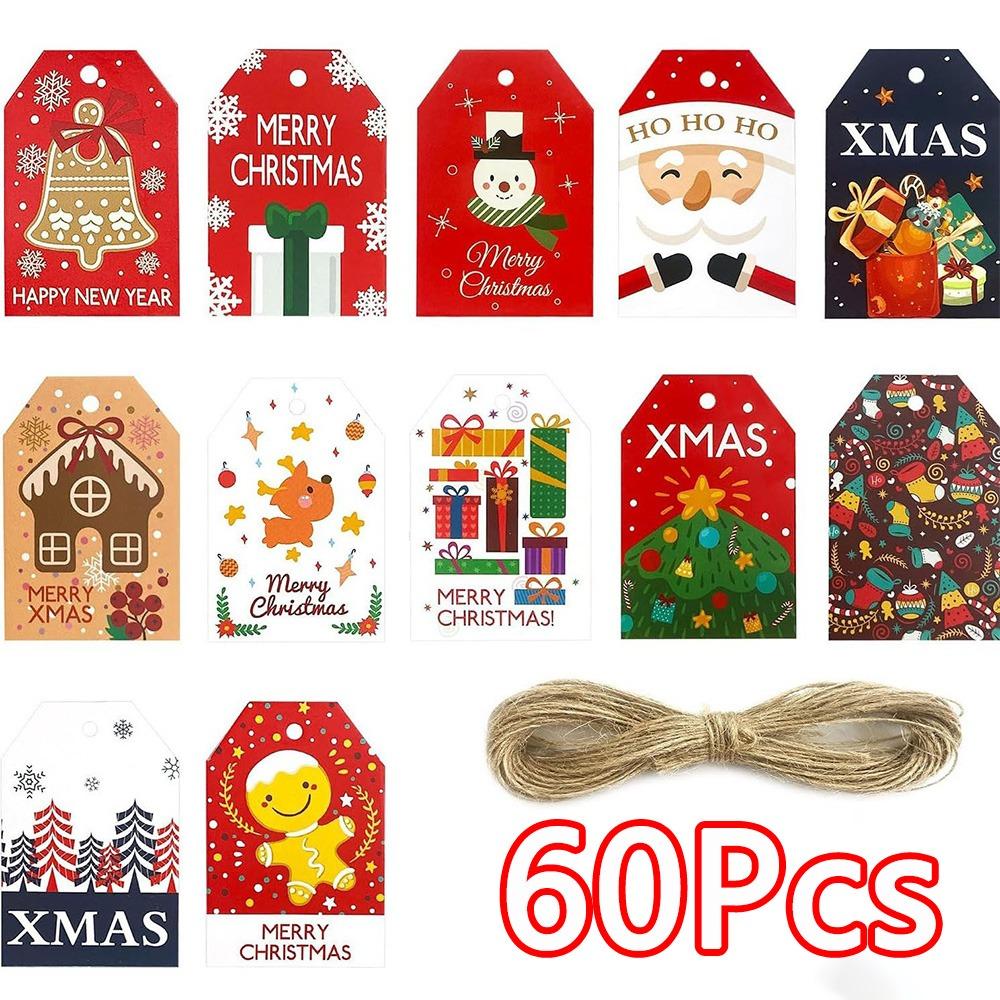 New Christmas Pattern Christmas Gift Tags Hanging Rectangle Shape Gift Label Cards Christmas Message Cards Holiday Crafts