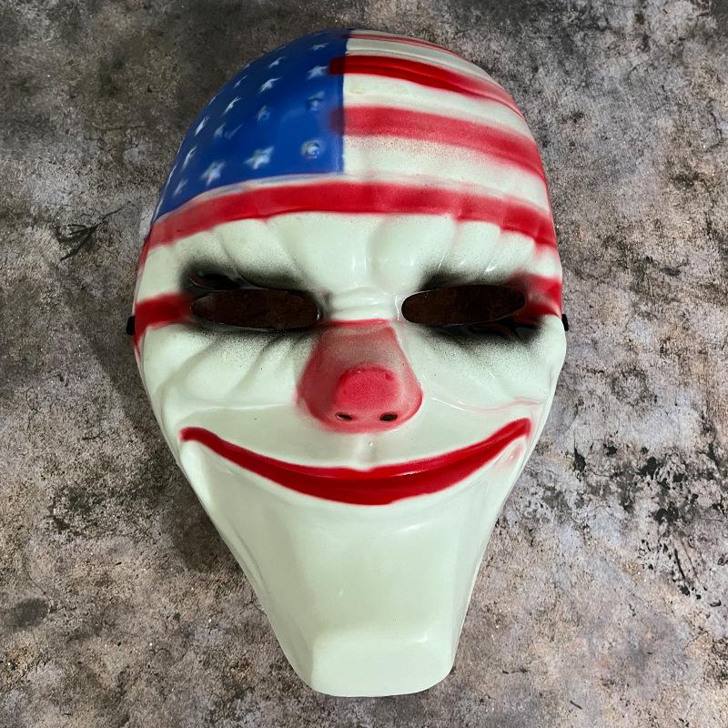 Хэллоуин PAYDAY 2 Старик Рыжий Клоун Маска - Ужасающий Реквизит с Национальным Флагом
